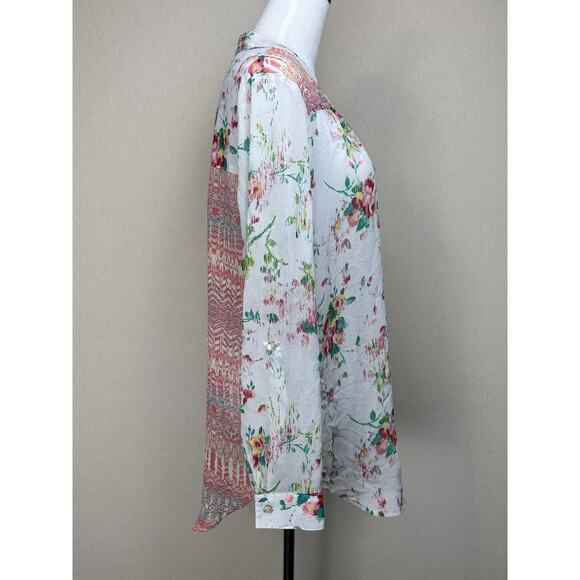 Fig & Flower Womens Sheer Floral Paisley Flowy Boho Hippie Blouse Size XL - Picture 3 of 12